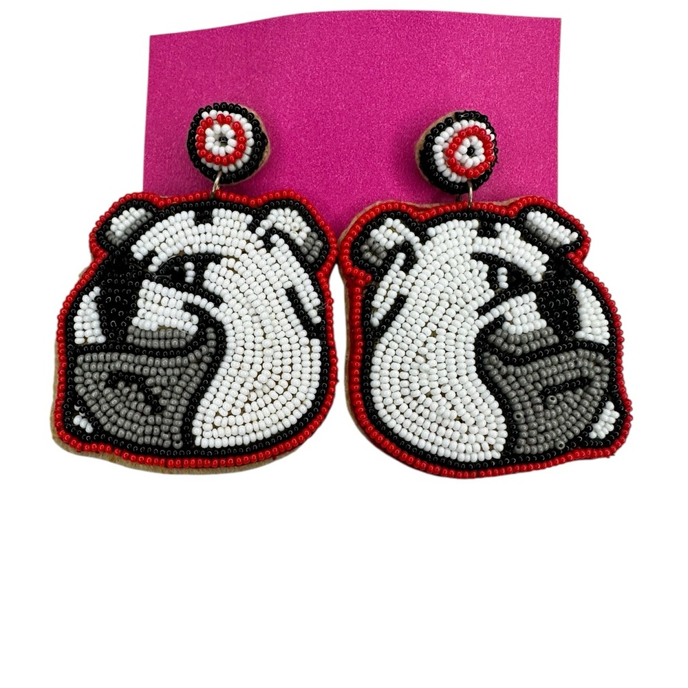 Georgia‎ Bulldog Beaded Game Day Earrings